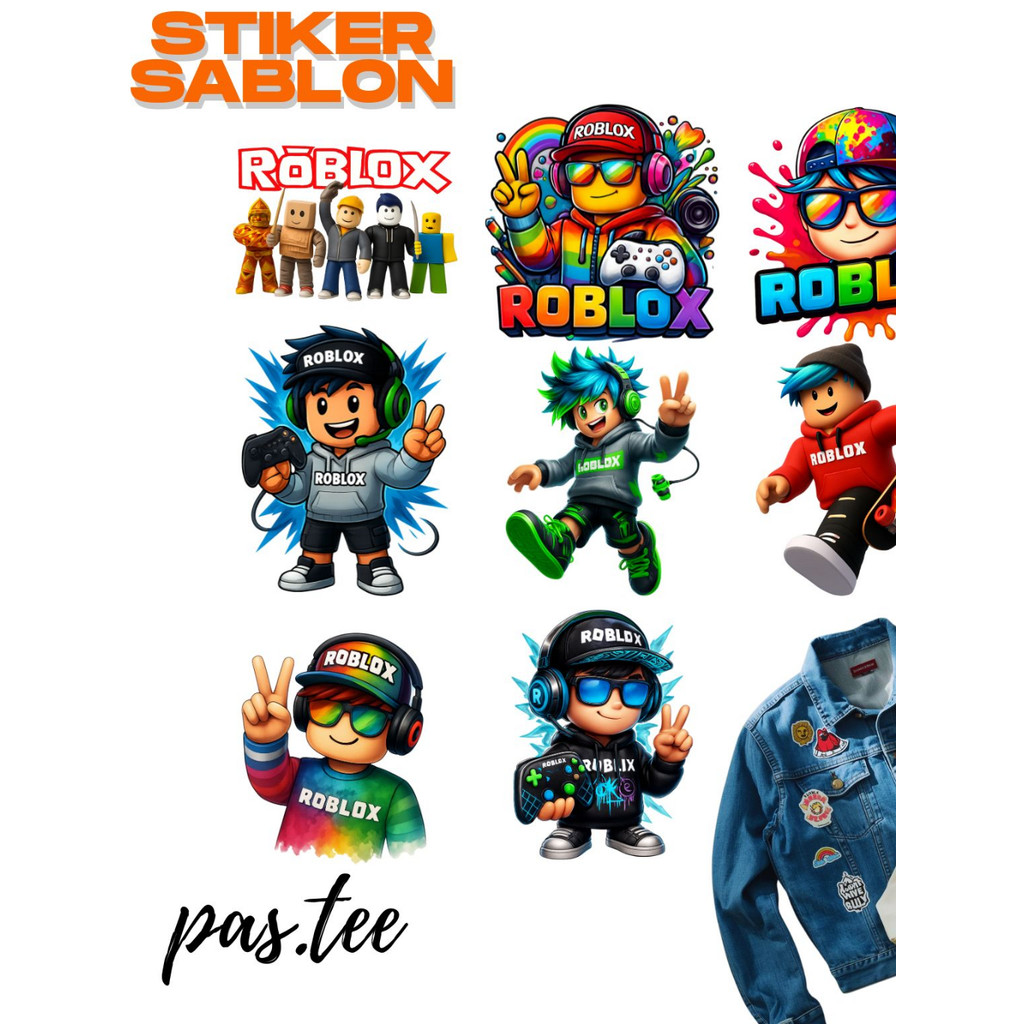 Stiker Sablon Setrika DTF Roblox Avatar - Stiker Gosok Baju Kaos Anak Gambar Karakter Game
