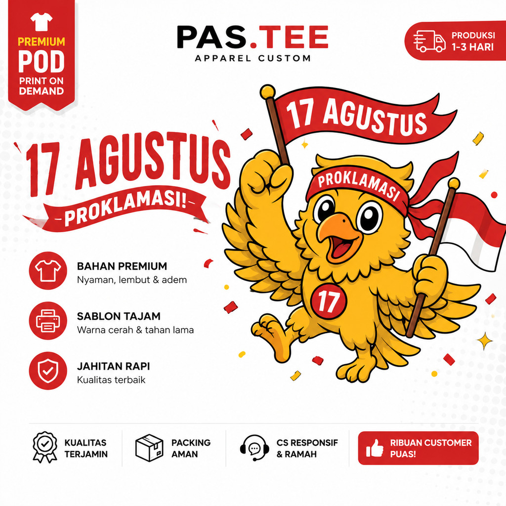 Foto produk Sablon DTF Garuda Tema Merdeka 17 Agustus Transfer Kaos Siap Setrika Full Color PAS.TEE