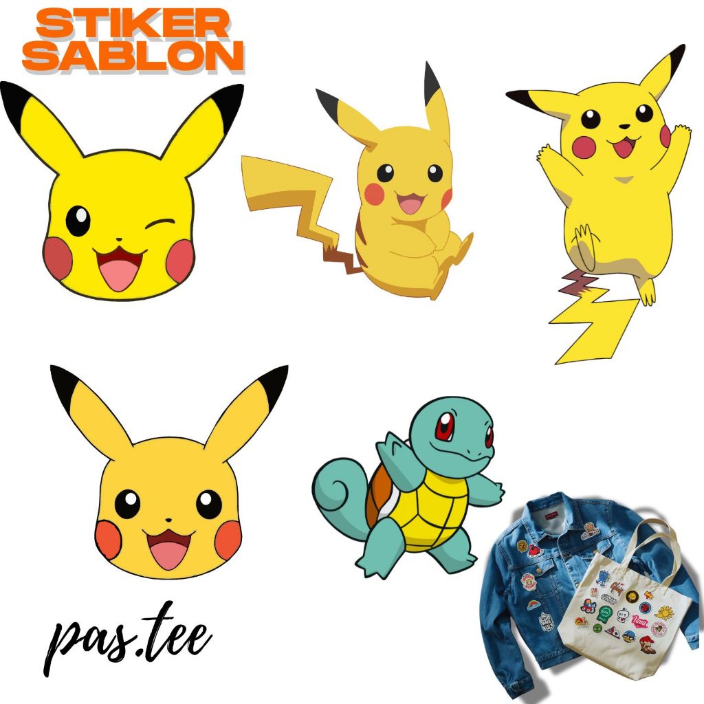 Foto produk Stiker Sablon LOGO TEMA POKEMON DTF SIZE 14-17CM Siap Gosok
