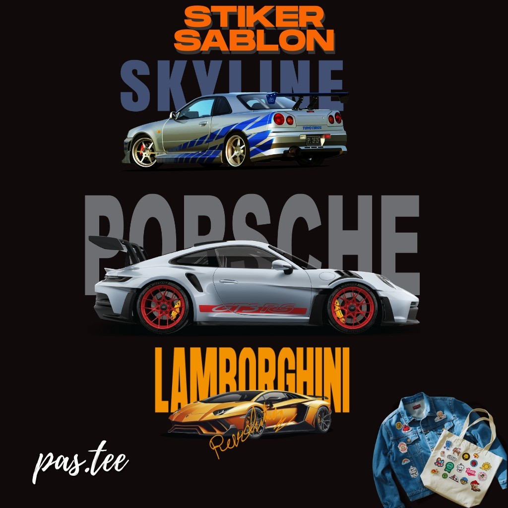 Foto produk Stiker Sablon Setrika SuperCar  v1 | Stiker Setrika Kain | Lebar 7,15,20,29 cm