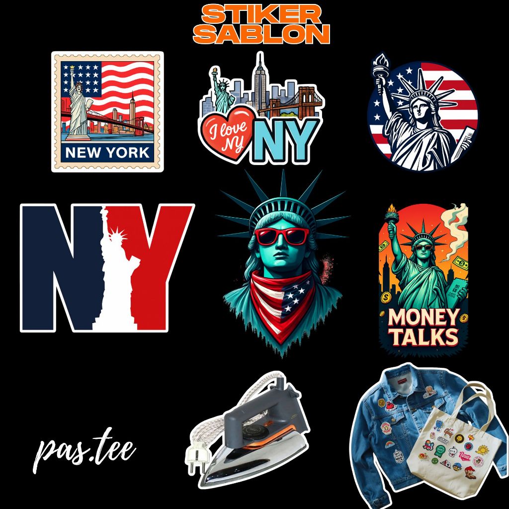 Foto produk Stiker Sablon Setrika DTF New York – Aesthetic Hypebeast, Tinggal Setrika