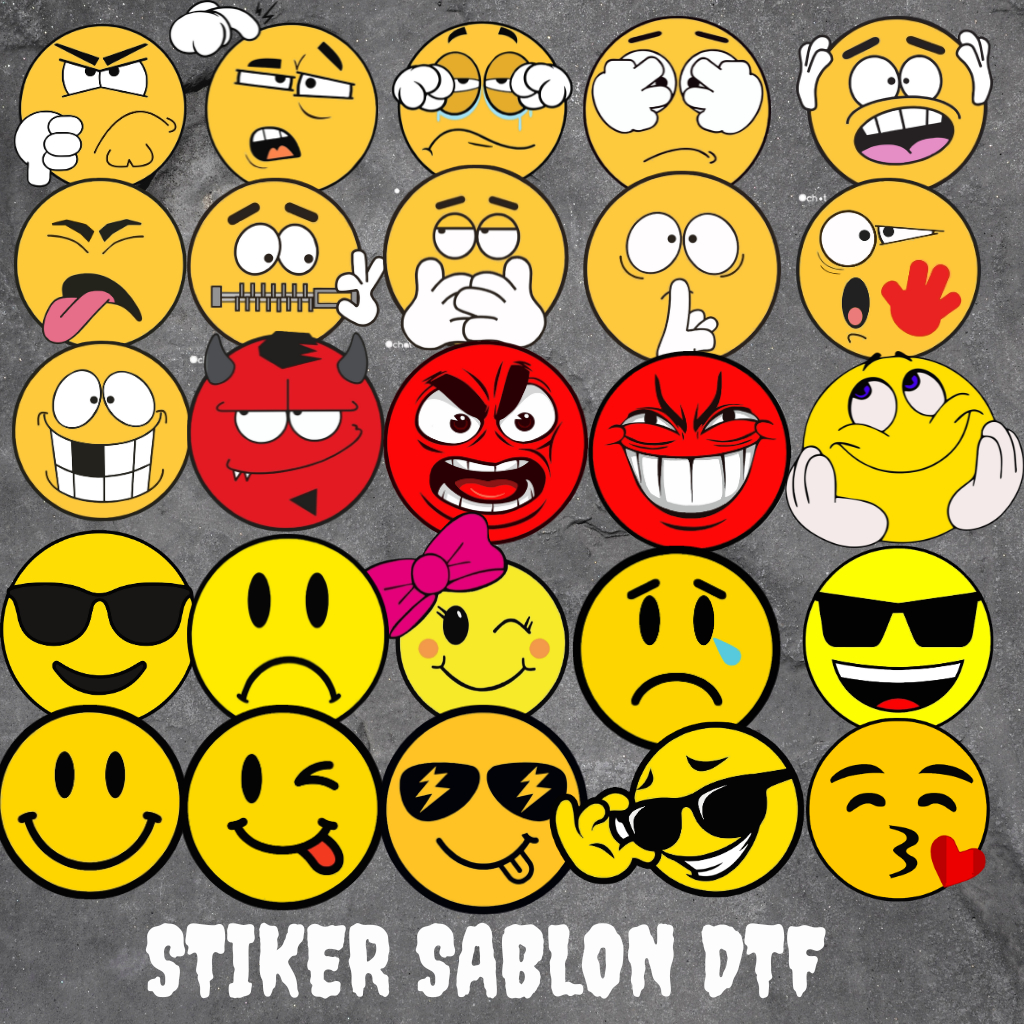 Foto produk Stiker Sablon Tema Emoji Lucu Dan Unik Ukuran 7cm