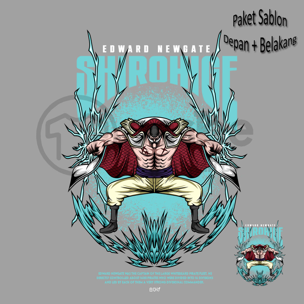 Foto produk stiker one piece Sablon Kaos One Piece Bird Depan Belakang Siap Press/Setrika - Paket UMKM