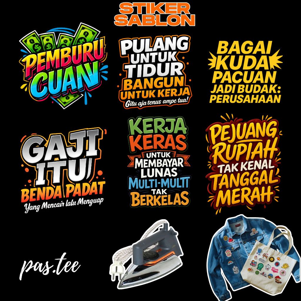 Foto produk Stiker Sablon Setrika DTF Pencari Cuan – Aesthetic Hypebeast, Tinggal Setrika