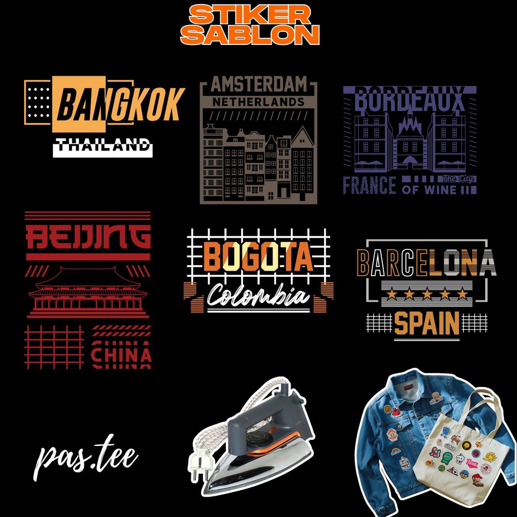 Foto produk Stiker Sablon Setrika DTF Tema Ibu Kota Negara – City Style Aesthetic, Tinggal Setrika