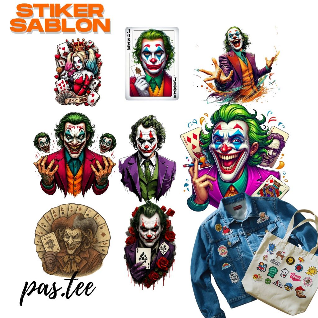 Foto produk Sablon Setrika Joker Logo Film - Stiker Gosok Baju Kaos Jaket Hoodie Gambar Joker DTF