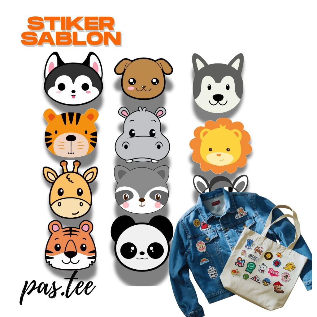 Foto produk Sablon Setrika DTF Cute Animal Faces 6-7cm - Stiker Gosok Baju Kaos Tas Gambar Hewan Lucu Tahan Cuci
