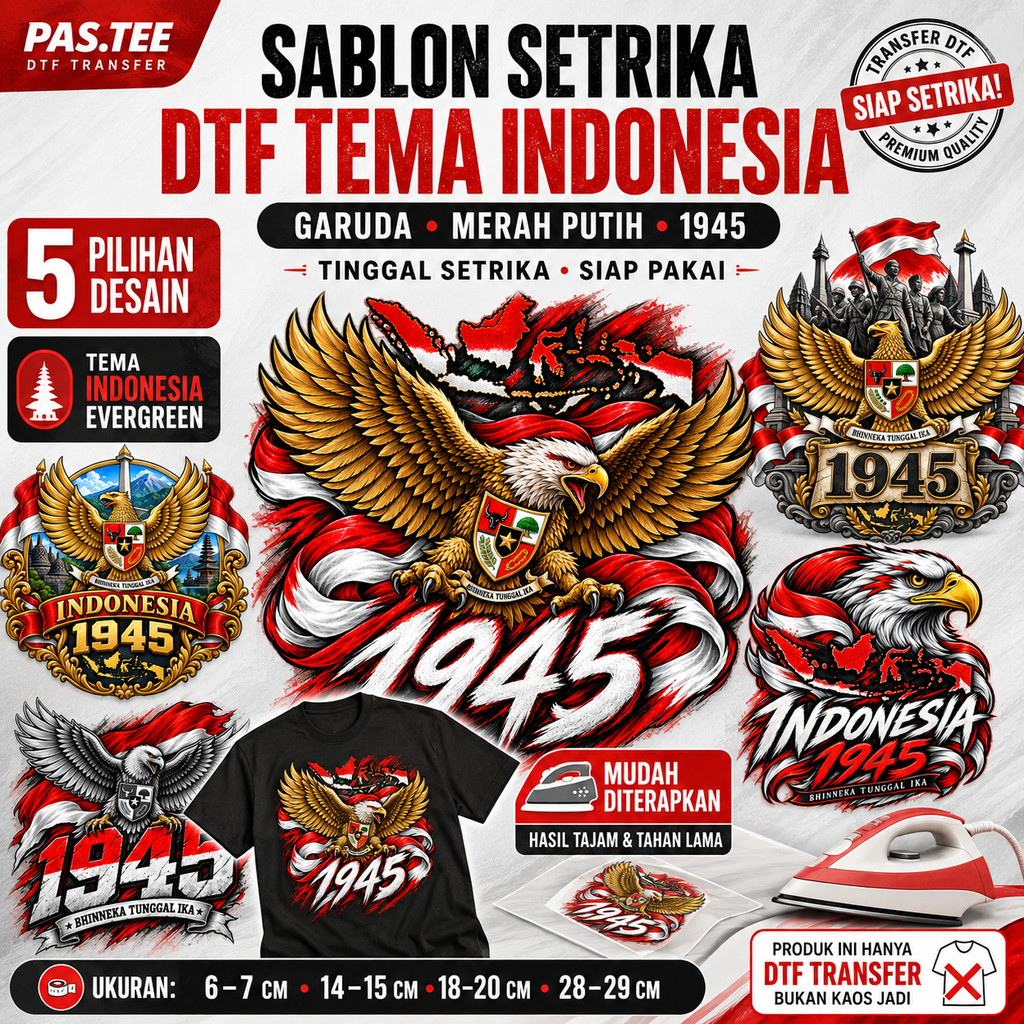 Foto produk Sablon Setrika DTF HUT RI ke-81 17 Agustus 2026 Gambar Kemerdekaan untuk Kaos Panitia Lomba Karang Taruna