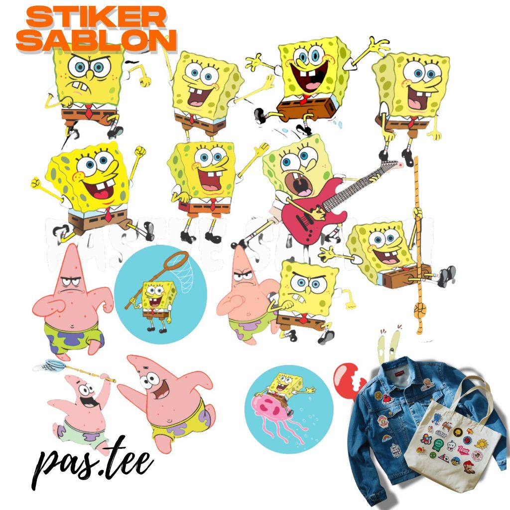 Foto produk Sablon Setrika Spongebob Squarepants A5 - Stiker Gosok Baju Kaos Tas Gambar Kartun Lucu
