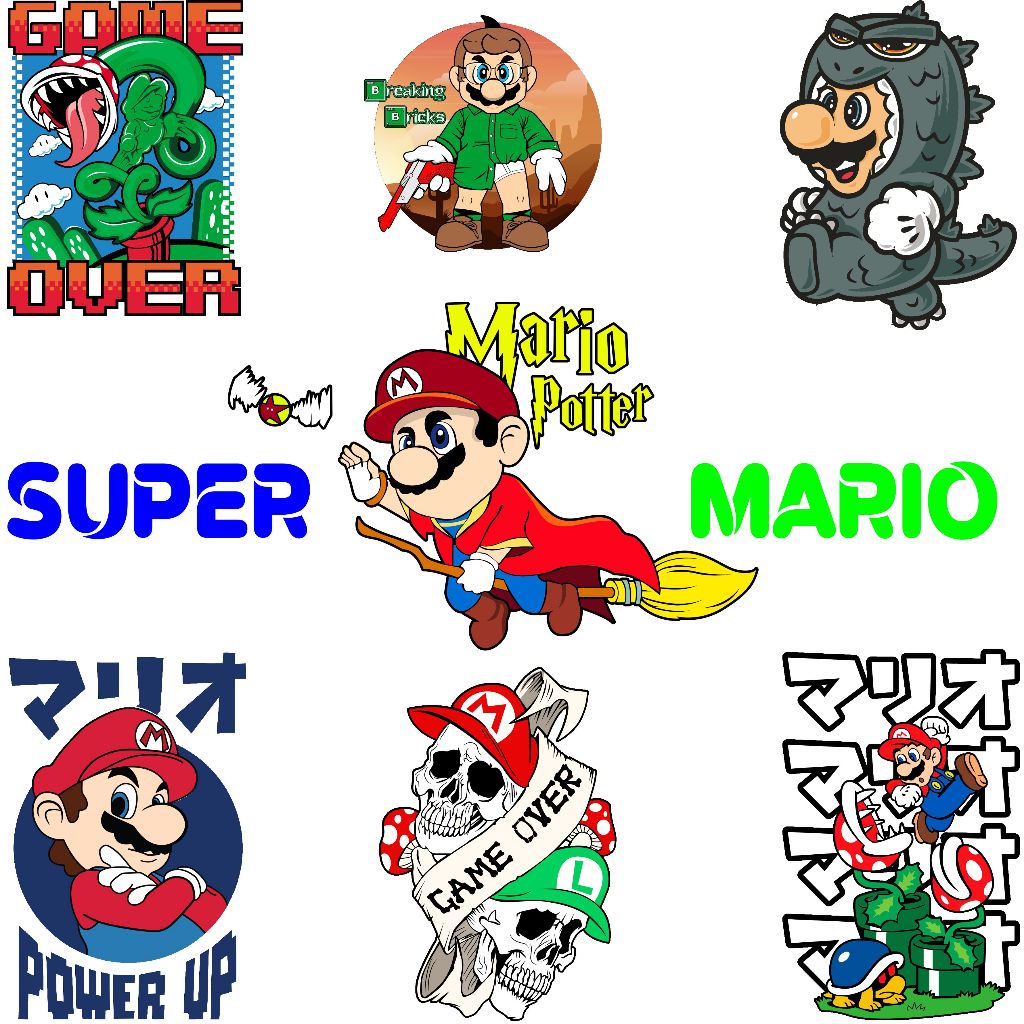 Foto produk Sablon DTF Siap Press Tema Super Mario Vol 1