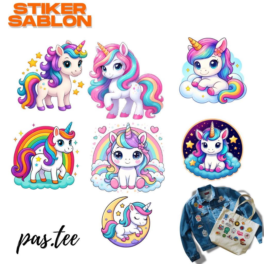 Foto produk Sablon Unicorn cute baru SABLON SETRIKA SABLON DTF TEMA Stiker Sablon UNICORN CUTESticker