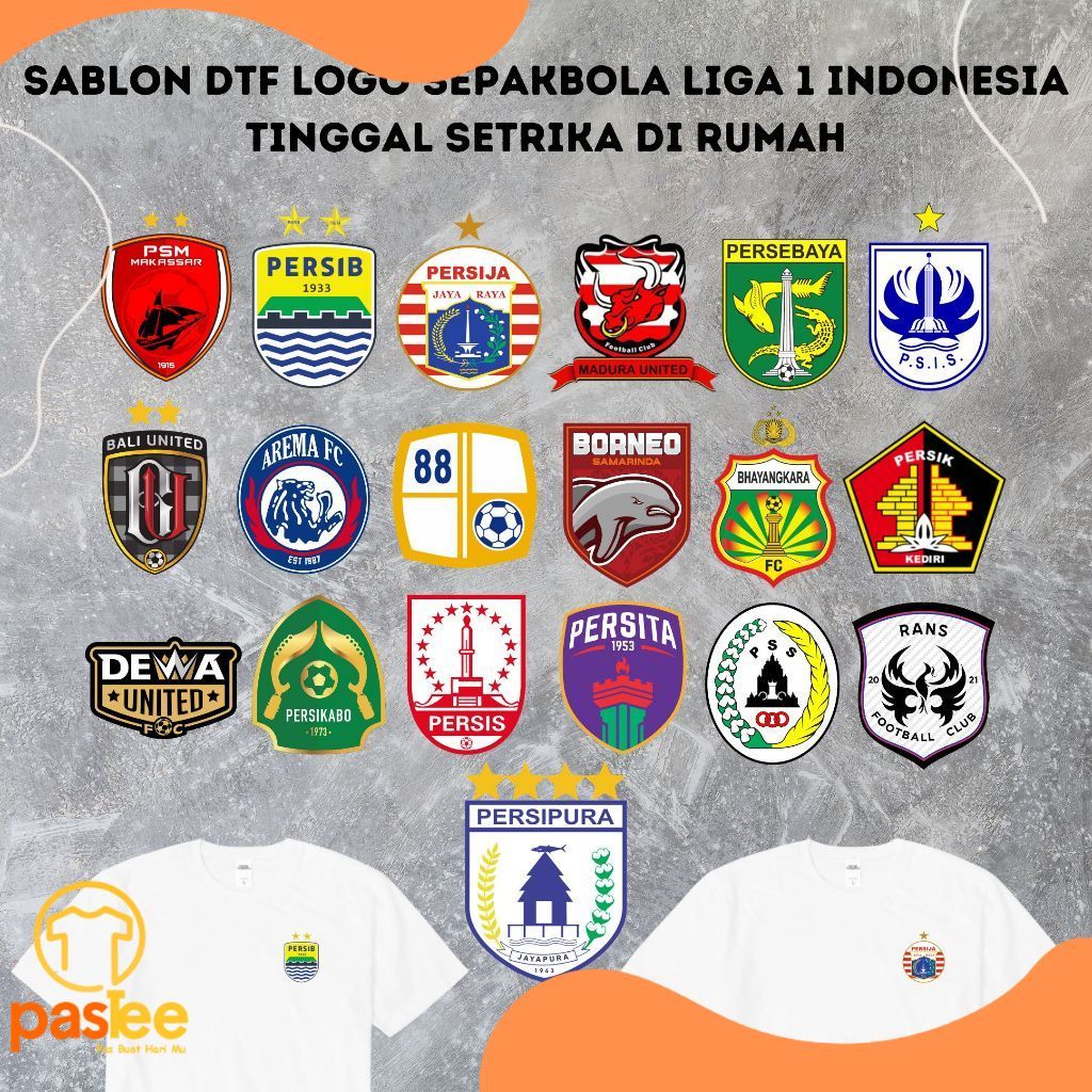 Foto produk Sablon Setrika Logo Klub Liga 1 Indonesia - Stiker Gosok Jersey Bola Patch Emblem