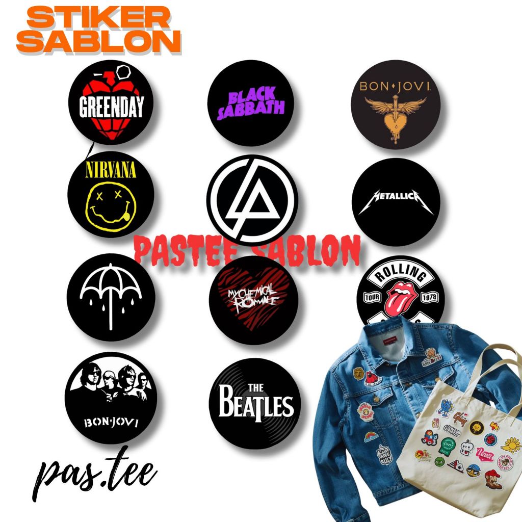Foto produk Sablon Setrika Logo Band Musik - Stiker Gosok Baju Kaos Jaket Patch Emblem Rock Metal