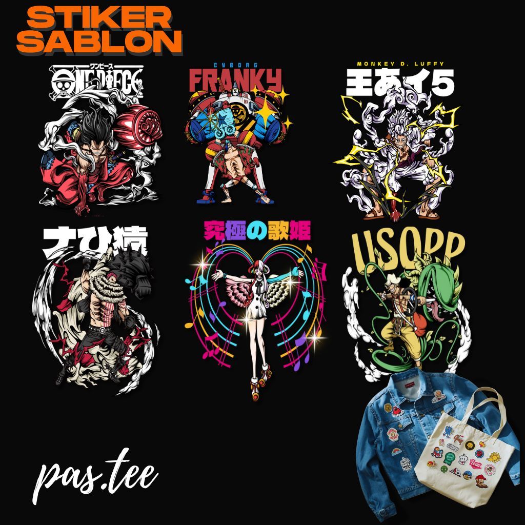 Foto produk Stiker Sablon Setrika one piece SABLON SETRIKA SABLON DTF PRINTING TEMA ONE PIECE VOL1 HIGHT QUALITY