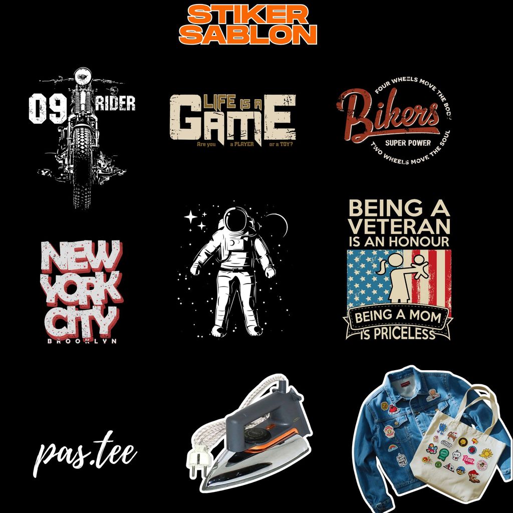 Foto produk Stiker Sablon Setrika DTF Tema Random – Tinggal Setrika, Awet Dicuci, Cocok Pemula