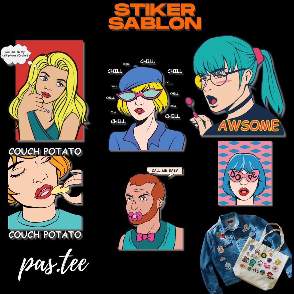 Foto produk Stiker Sablon DTF Anime Pop Art | Stiker Setrika Kain | Lebar 7,15,20,29 cm