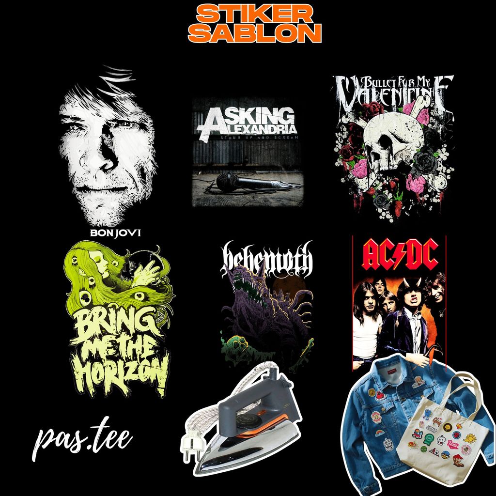 Foto produk Stiker Sablon Setrika DTF Tema Band Metal – Khusus Kaos Hitam, Detail Tajam & Awet