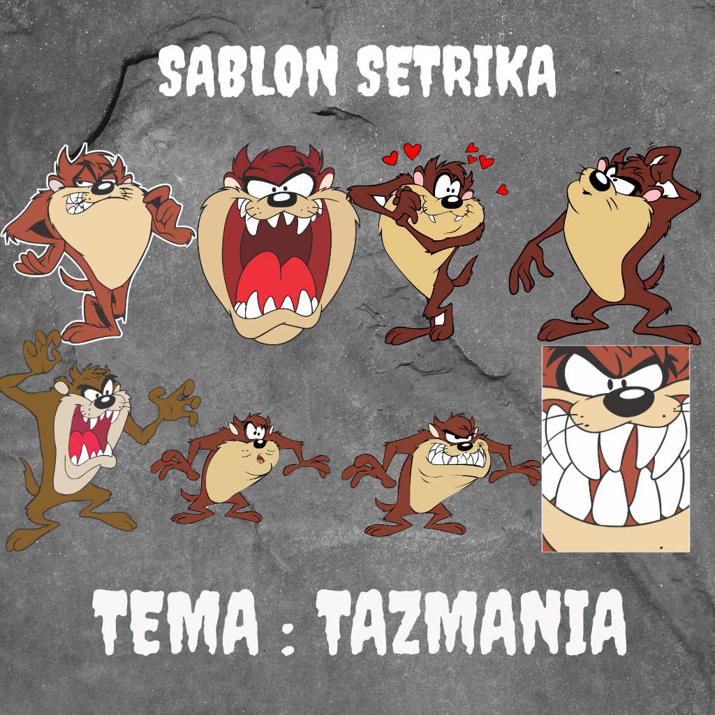 Foto produk Sablon Setrika DTF Sablon Kaos Tema TAZMANIA