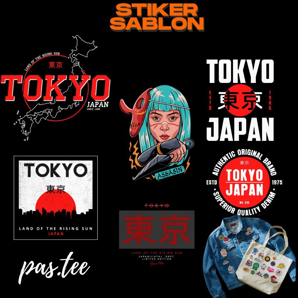 Foto produk Stiker Sablon DTF Tokyo Japan | Stiker Setrika Kain | Lebar 7,15,20,29 cm