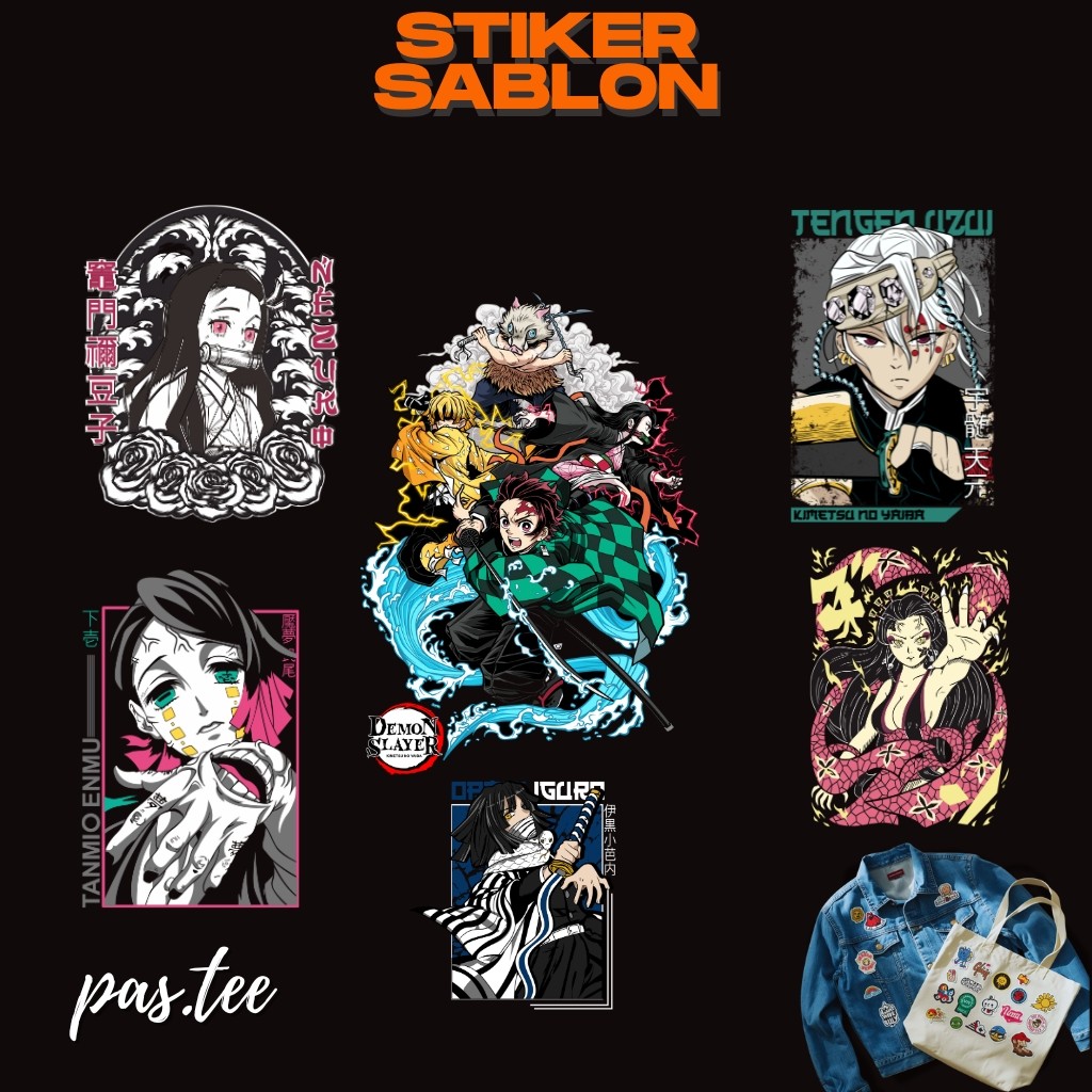 Foto produk Stiker Sablon DTF Demon Slayer | Stiker Setrika Kain | Lebar 7,15,20,29 cm