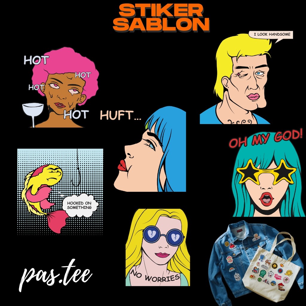 Foto produk Stiker Sablon DTF Anime Pop Art V2 | Stiker Setrika Kain | Lebar 7,15,20,29 cm