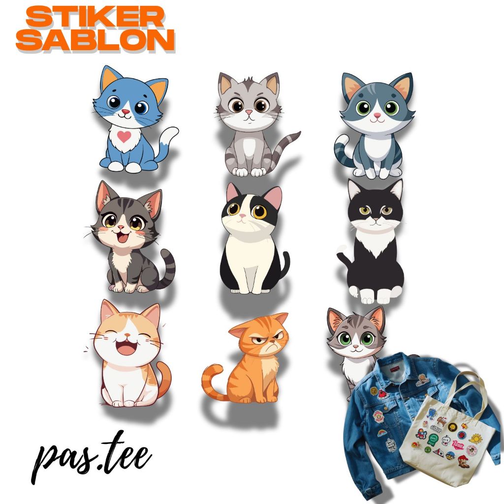 Foto produk SABLON DTF TEMA KUCING LUCU UKURAN BESAR