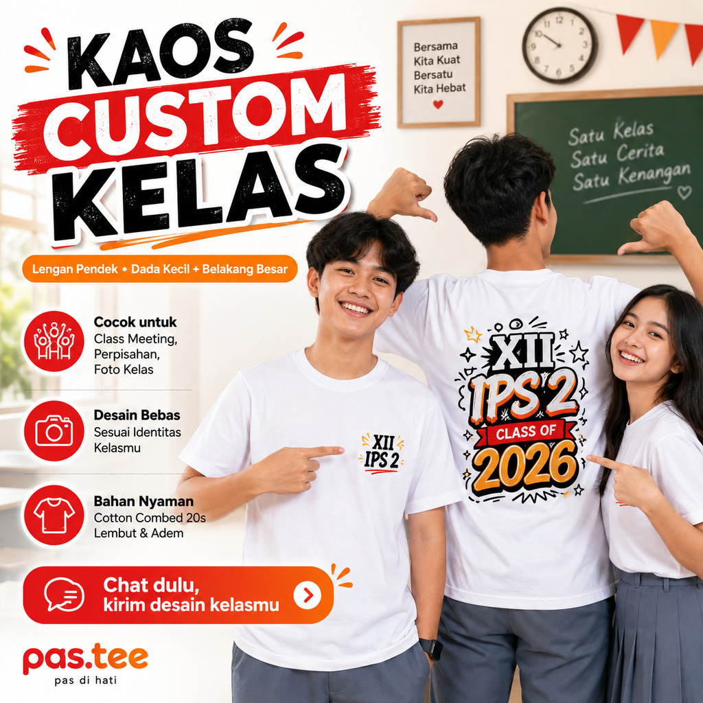 Foto produk Kaos Custom Kelas Lengan Pendek Dada Kecil Belakang Besar Angkatan Perpisahan Sekolah