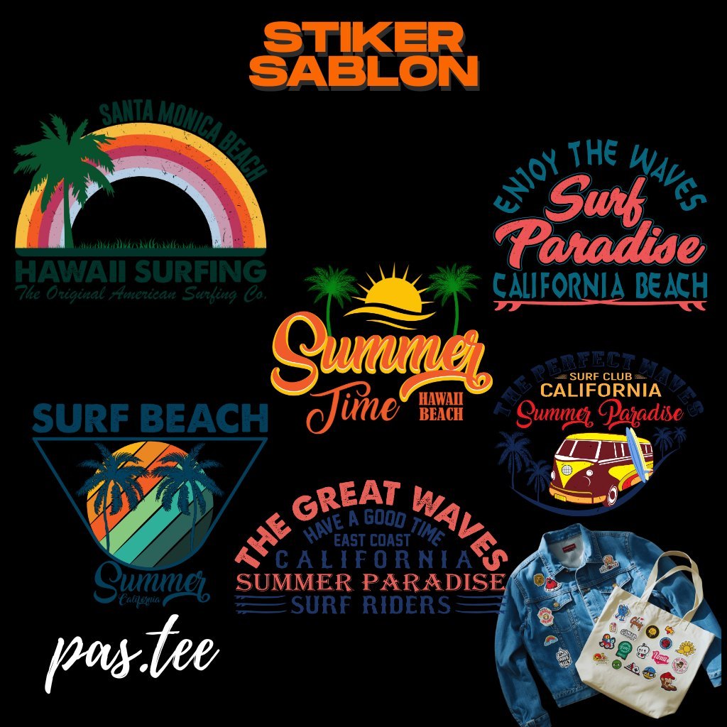 Foto produk Stiker Sablon DTF Surfing Distro | Stiker Setrika Kain | Lebar 7,15,20,29 cm