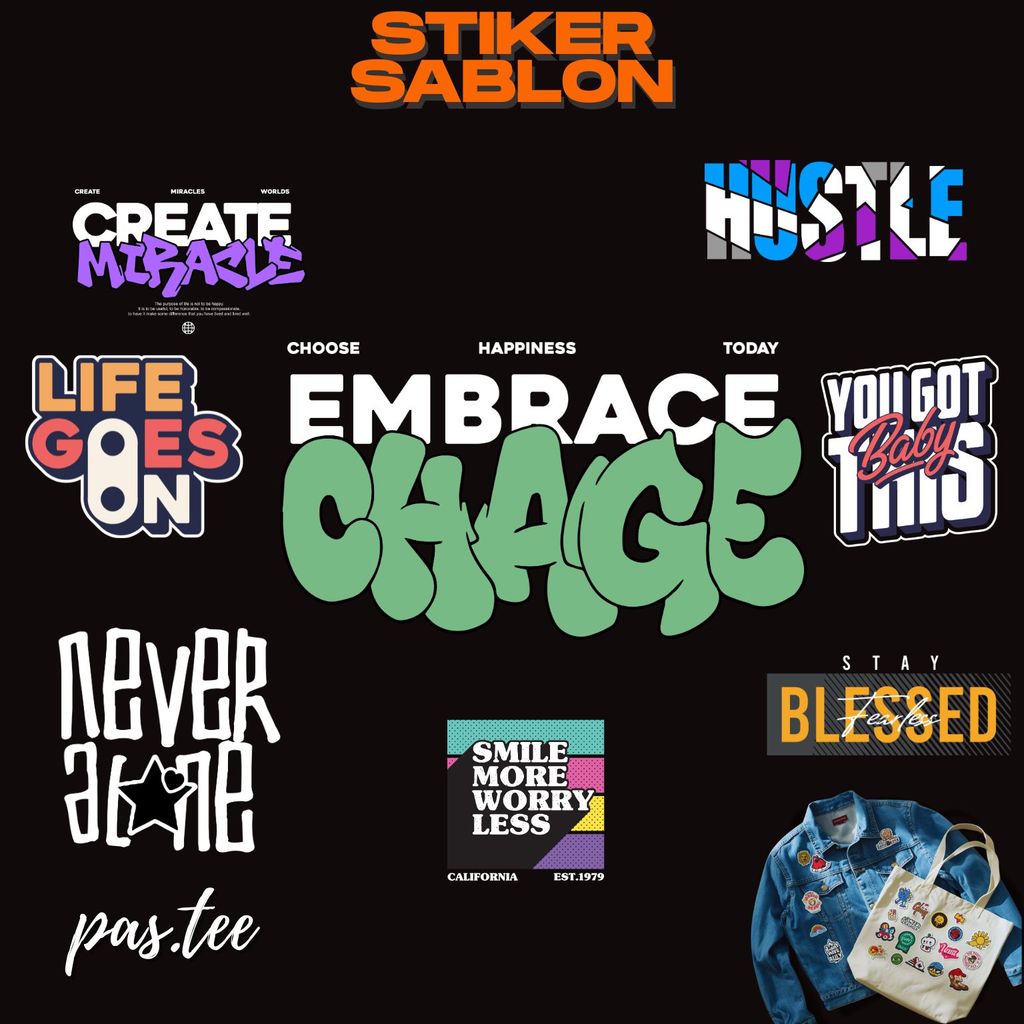 Foto produk Stiker Sablon Setrika DTF TYPOGRAPHY v1 | Stiker Setrika Kain | Lebar 7,15,20,29 cm