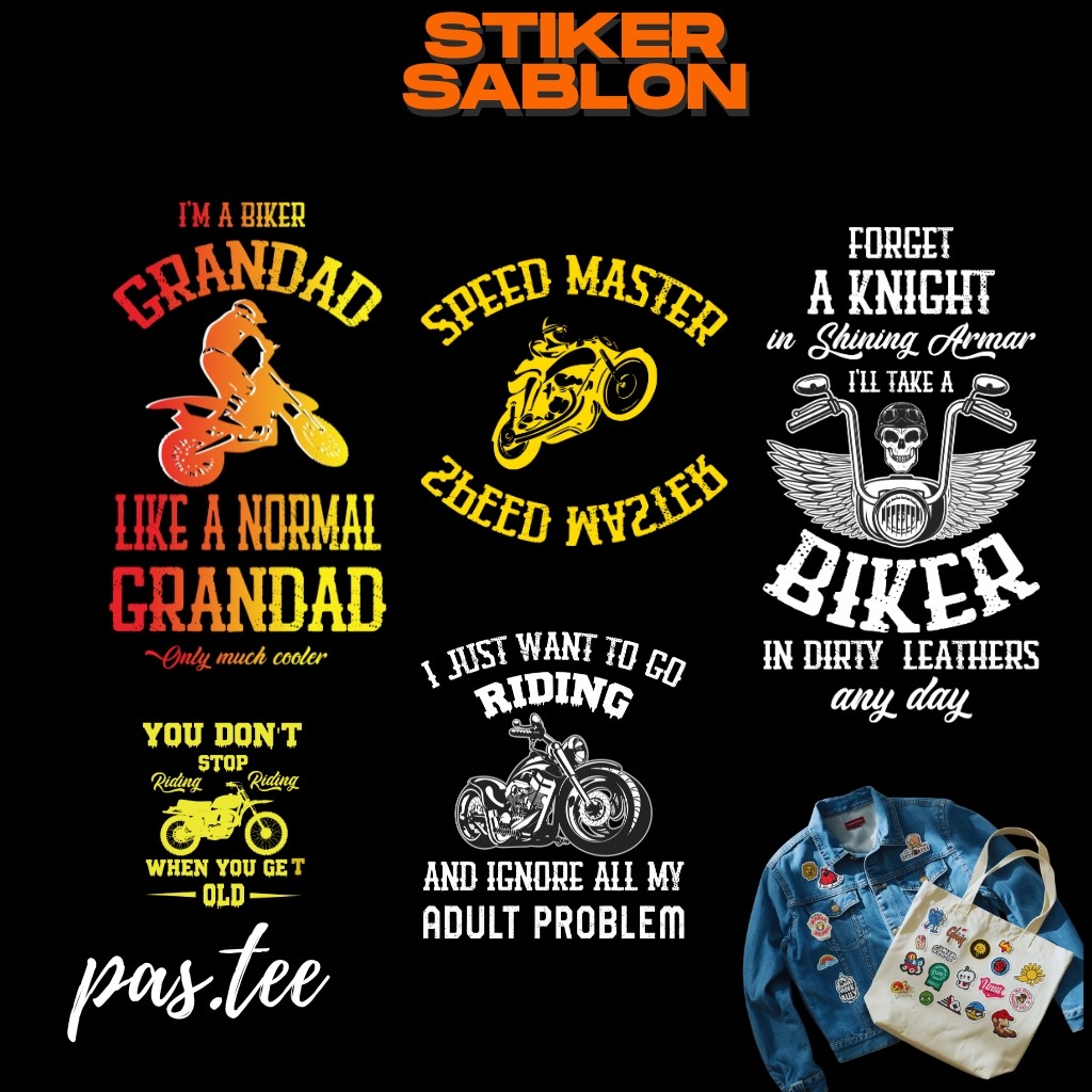 Foto produk Stiker Sablon DTF Bikers Motor | Stiker Setrika Kain | Lebar 7,15,20,29 cm
