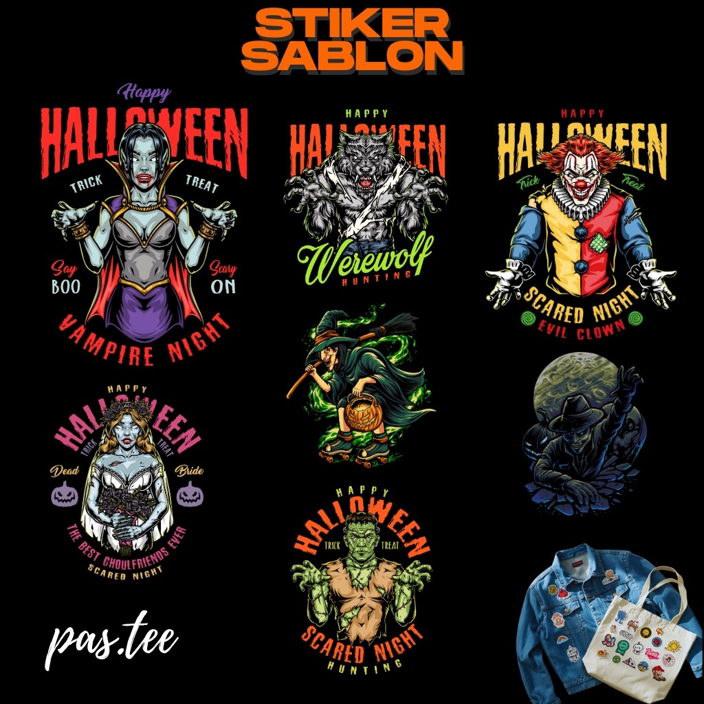 Foto produk Stiker Sablon DTF Halloween | Stiker Setrika Kain | Lebar 7,15,20,29 cm